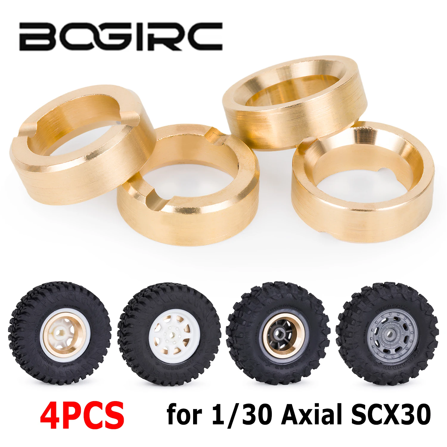 BOGIRC Wasserdichter Radgewichtsadapter aus Messing für AXIAL 1/30 SCX30 Ford Bronco Jeep Wrangler Rock Crawler Modell Upgrade-Teile
