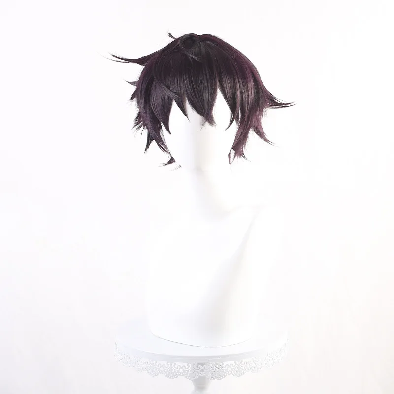 Virtual Idol Streamer VTube's Personal Style Shoto Cos Wig With Flipped-up Ends Shxtou Dark Purple Short Hair