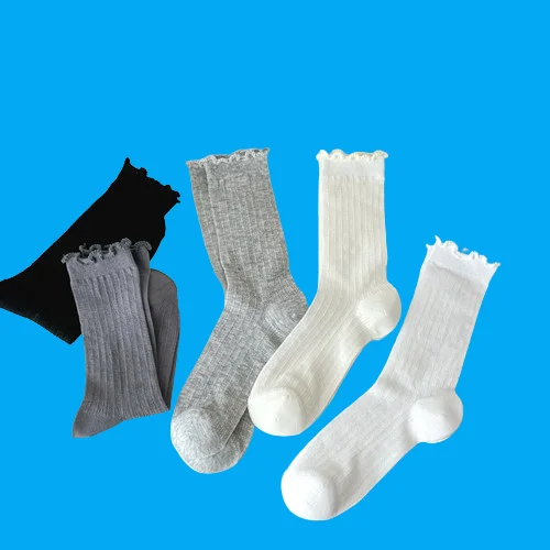 

5/10 Pairs Mid-Tube Spring and Summer Women's Thin Breathable Mesh MIU Style Lolita Socks White Stacked Socks Lace Socks