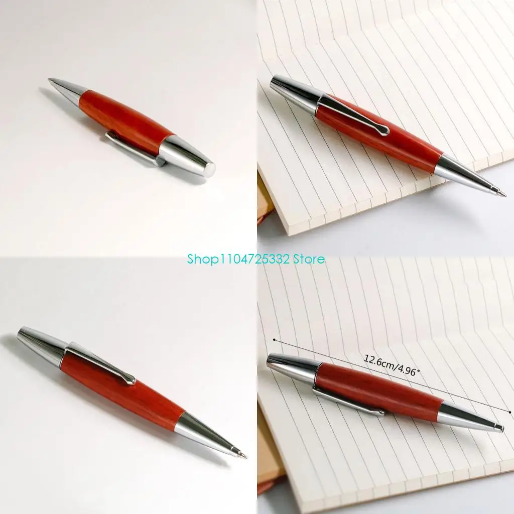 

P5EA Red Willow Silver Chessboard Twist Trim Fat Ballpoint Pen Writing Tool School Office Stationery