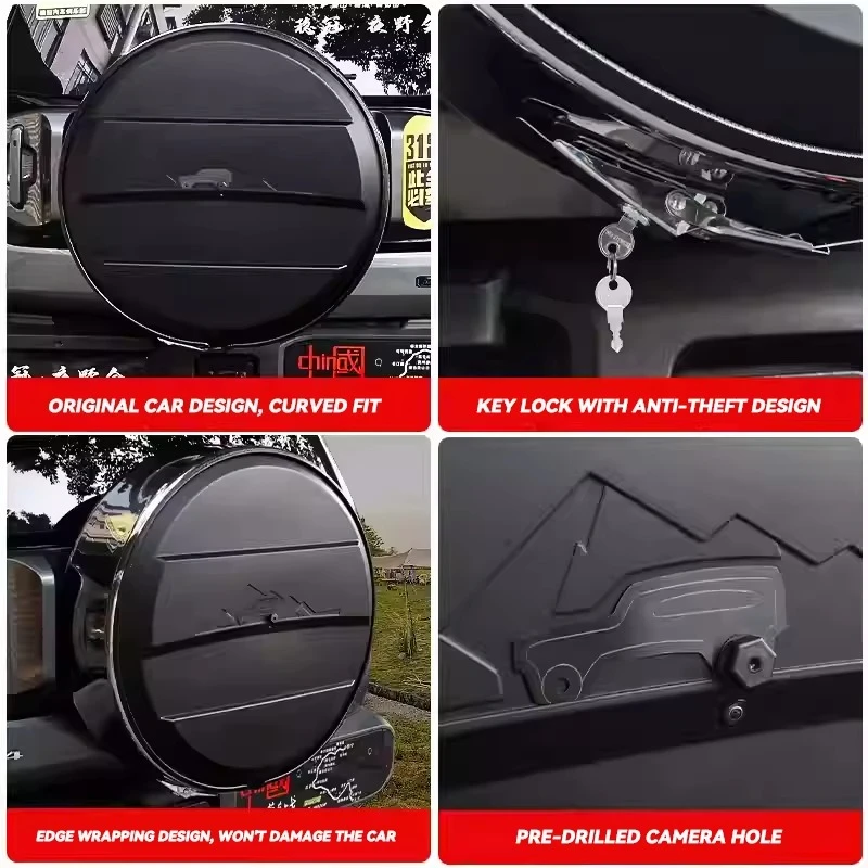 Hot selling:High Quality Exterior Accessories ABS Tire Cover Steel Waterproof Wheel Spare Tire Cover for