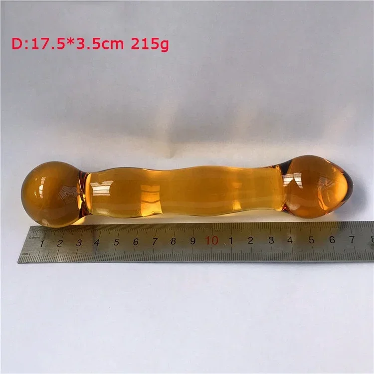 Crystal Glass Anal Plug Pyrex Pink Long Glass Butt Plug Golden G-spot Massager Wand Novelty Sex Toys Glass Masturbation Fetish