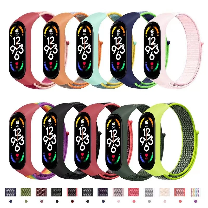 Nylon loop For Xiaomi Mi Band 7-6 nfc smartwatch Wristband Sport Correa Mi band 7 Replacement Bracelet smart band 7 6 5 4 Strap