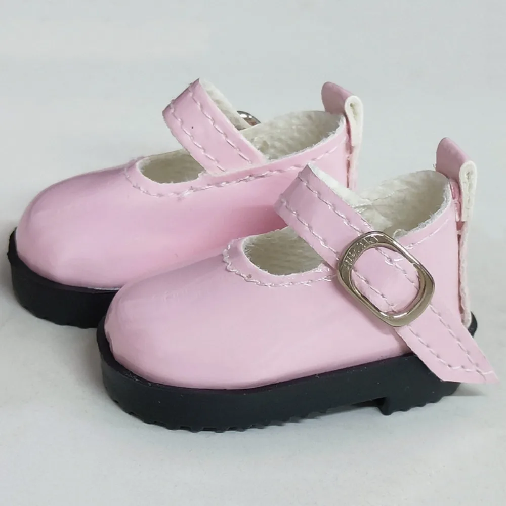 Mini Flat Bottomed Toy Shoes Leather Bottomed Glossy Doll Shoes DIY 4.7cm X 2.5cm Leather Shoes 30cm Doll