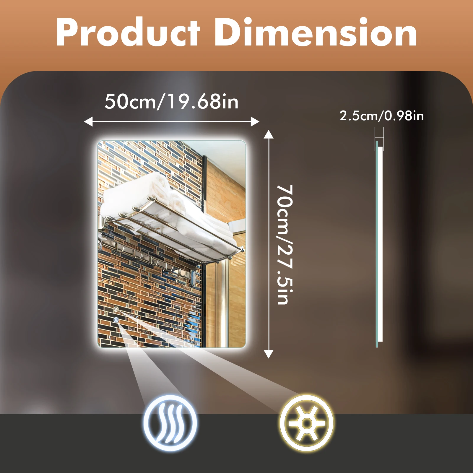 Touchscreen ontwaseming badspiegels voor badkamer 3-kleuren licht dimbaar make-upspiegel muur badkamer LED make-upspiegel met tijd