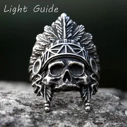 2023 new Vintage Stainless Steel Indiana Skull Ring For Men Biker Punk Hip Hop Gothic Jewelry for Gift free shipping