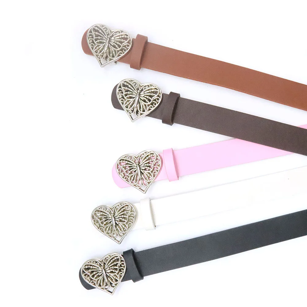 2024 Women Y2k Belt Gothic Retro heart butterfly love buckle PU belt fashion leisure suitable for daily commuting Accessories