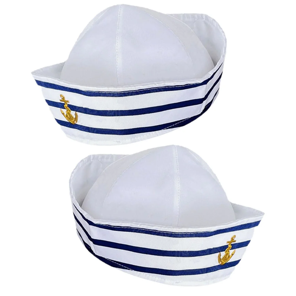 2 pçs chapéu de marinheiro feminino capitão prop chapéus maquiagem cosplay para barco poliéster (fibra de poliéster) desempenho de palco jornaleiro