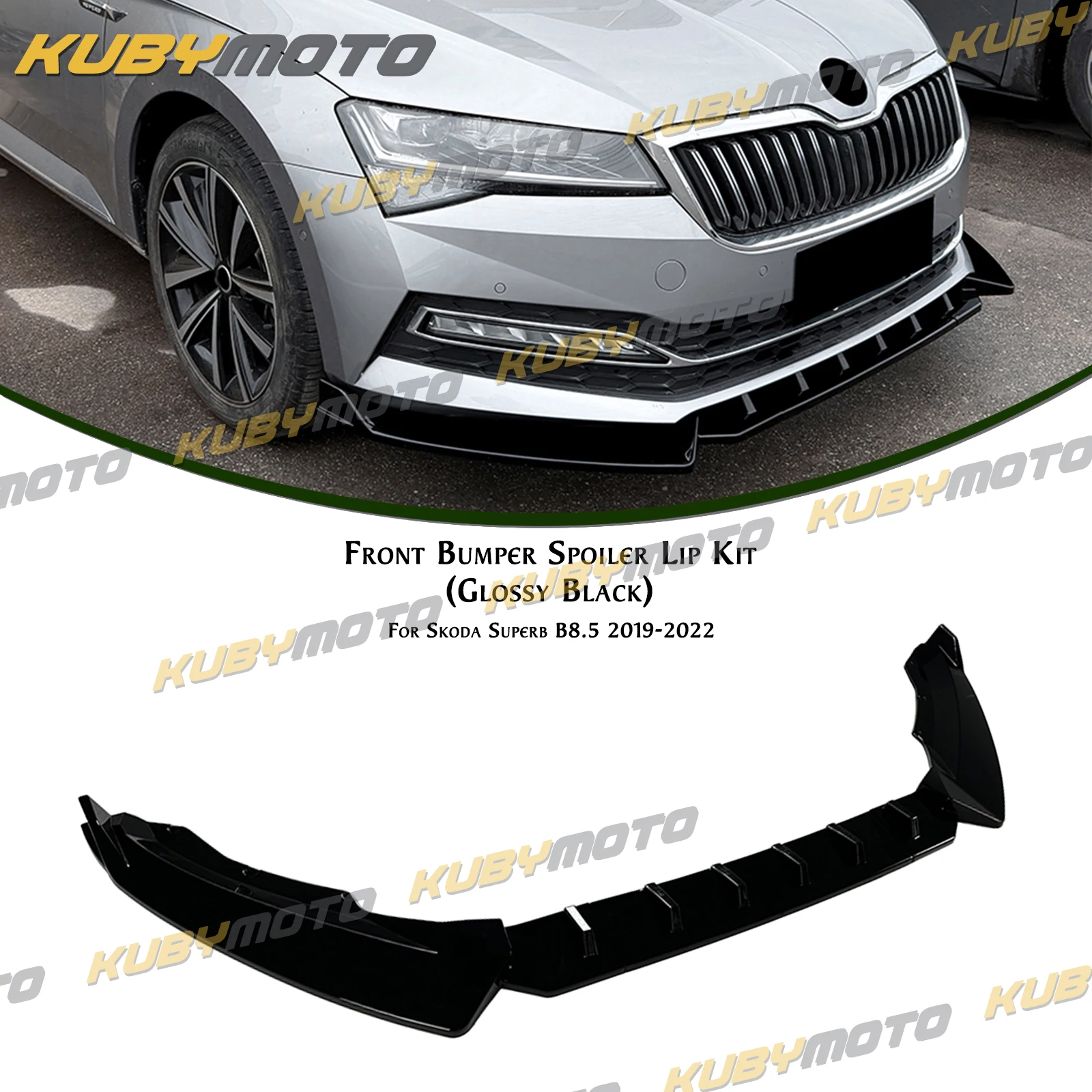 

Car Front Bumper Spoiler Lip Lower Splitter Canard Trim For Skoda Superb B8.5 2019-2022 Body Kit Cover Guard Protector