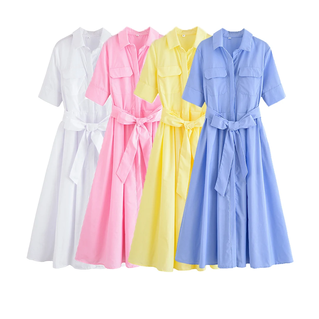 

Korejepo Women Dress 2025 New Clothing European American Style Fashionable Simple Casual Poplin Dresses
