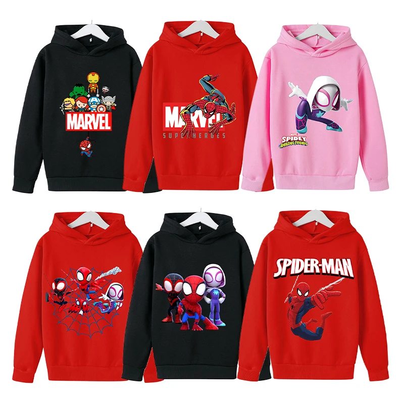 

Spiderman Marvel Children's Thicken Hoodie Sweatshirt Toddler Warm Movie Cartoon Long Sleeve Kids Fleece Hooded Clothes Pullover