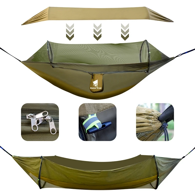 Imagem -05 - Nylon Portátil Rainproof Mosquito Net Hammock Outdoor Camping Swing Camas Proteção Solar Jogo de Turista Equipamento Exterior