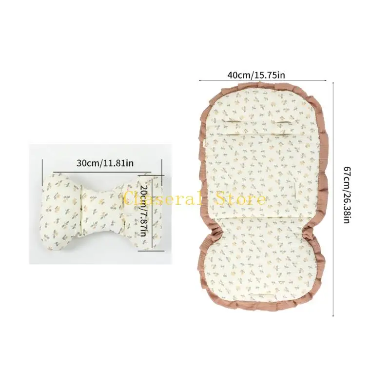 E7CE Universal Baby Strollers Pad With Removable Headrest For Neck Support