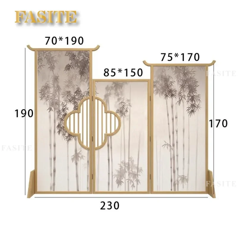 For Chinese Style Zen Bamboo Folding Screen Solid Wood Room Divider for Hotel Tea Room Entrance Porch Simple Aesthetic Decor