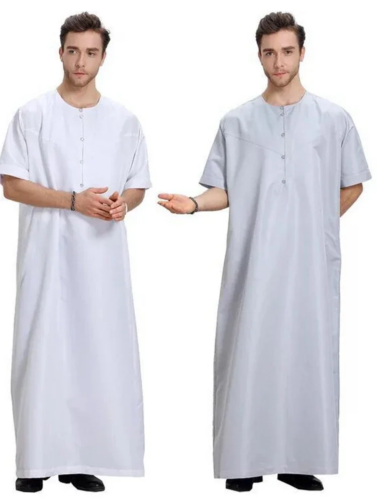 Muslim Robe Arab Men Thobe Ramadan Costumes Solid Arabic Pakistan Saudi Arabia Eid Turkey Abaya Male National Islamic 2025