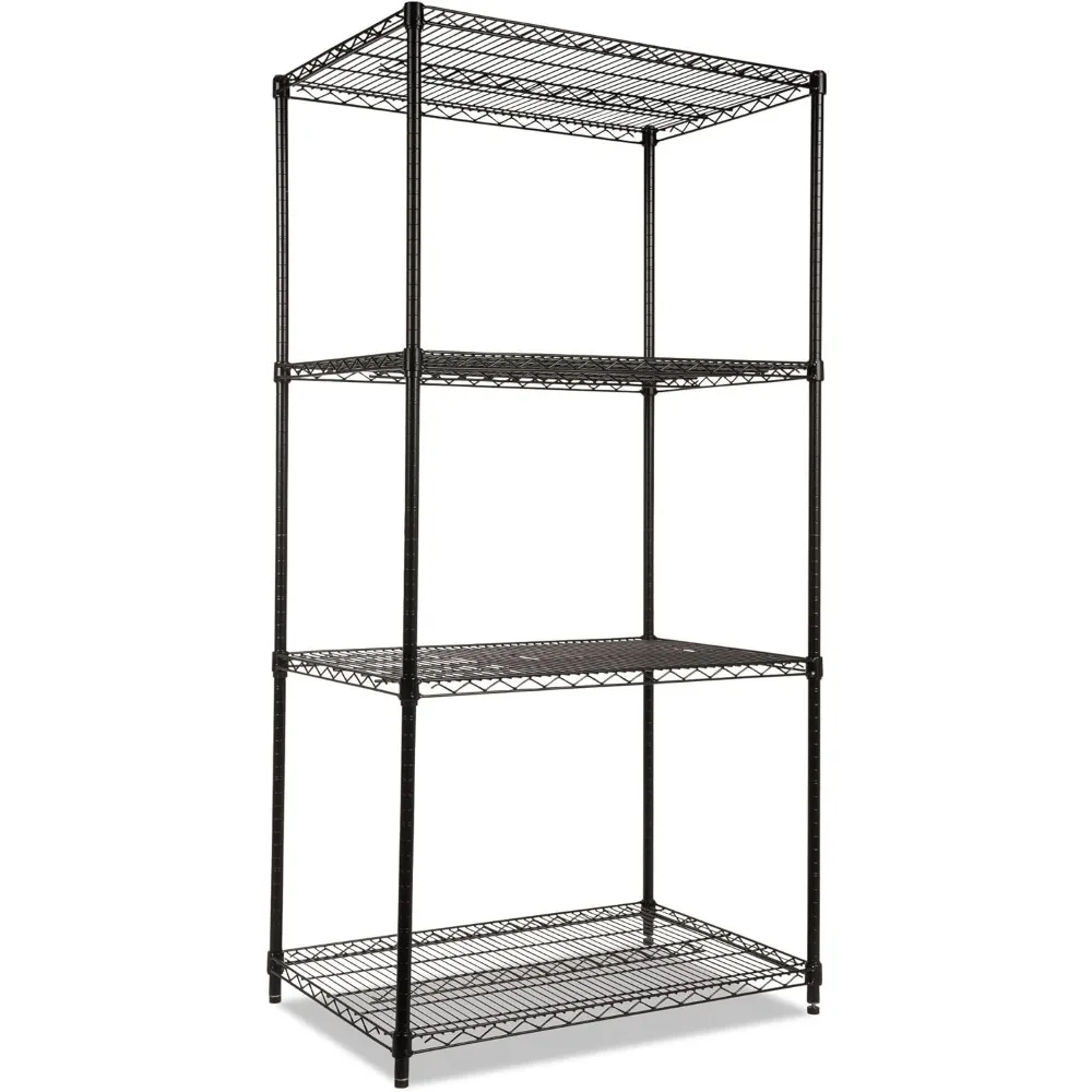 

Сертифицированный nsf промышленный комплект стеллажей из проволоки с четырьмя полками, 36 Вт x 24d x 72h, черный