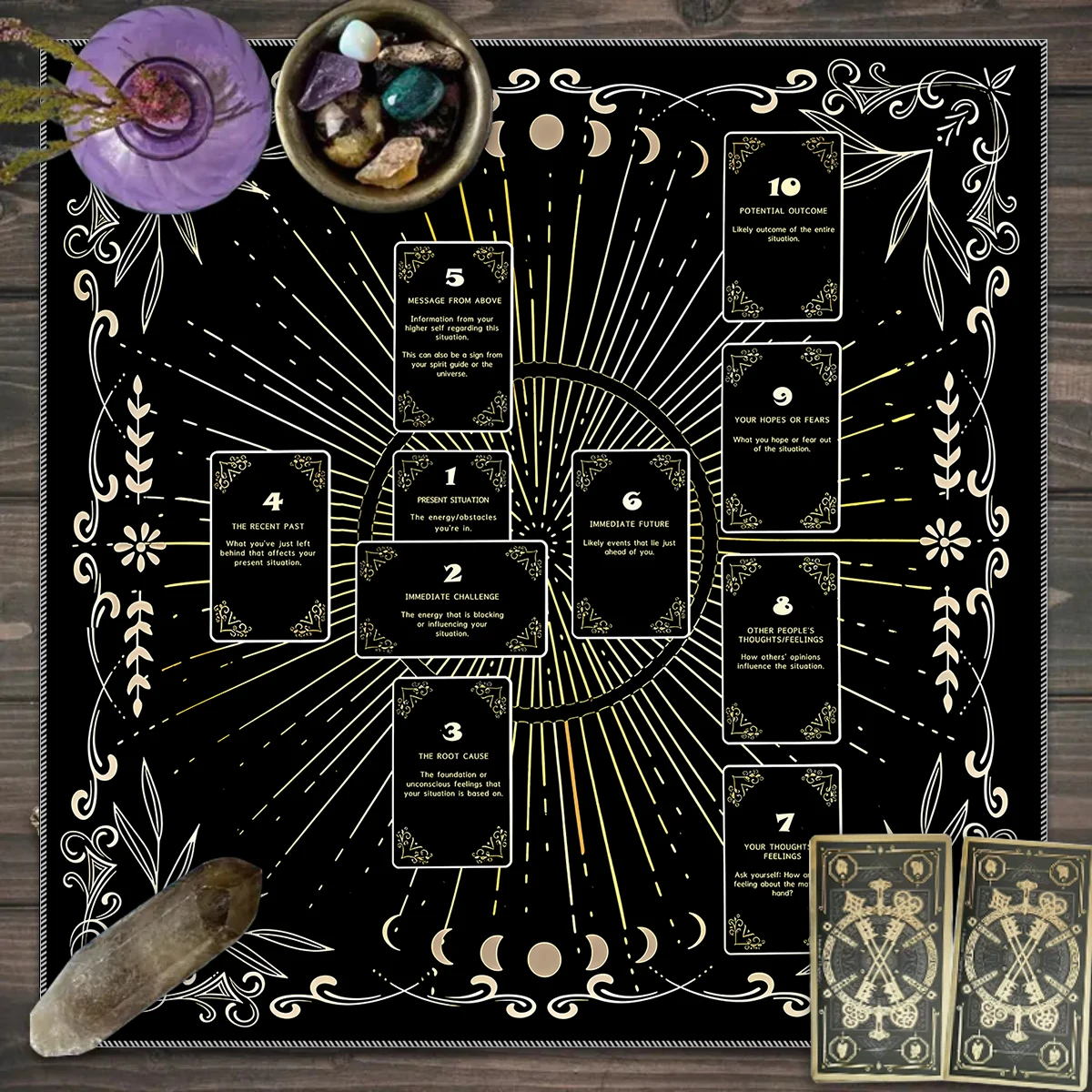 1 Stück Tarot-Tischdecke, keltisches Kreuz-Tarot-Tischdecke für Wahrsagereien, geheimnisvolle Tischdecke zur Altardekoration – Detail 16