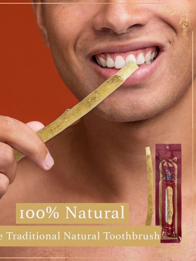 Brosse à dents en brindille Miswak 100% naturelle, faite à la main, bâton de brosse à dents traditionnel de qualité supérieure, cadeau convivial pour la famille, sans plastique
