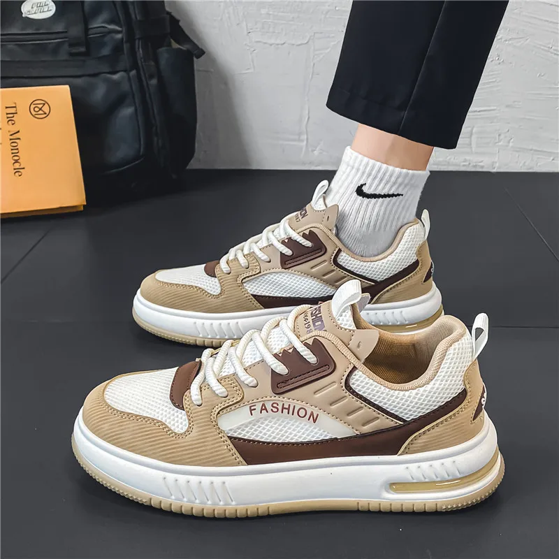 Hommes baskets vulcanisées chaussures Tennis cuir sport décontracté respirant conseil chaussures chaussures de marche évider chaussure décontractée pour homme