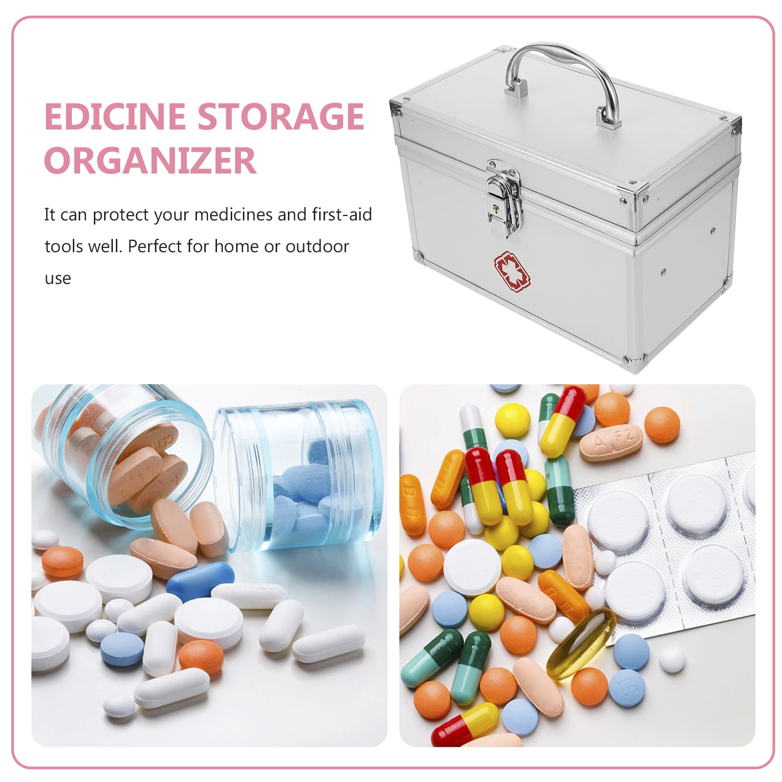 First Aid Medicine Box Large Capacity Portable Storage Case For Home Travel Camping Outdoor Emergency Use Sturdy Handle