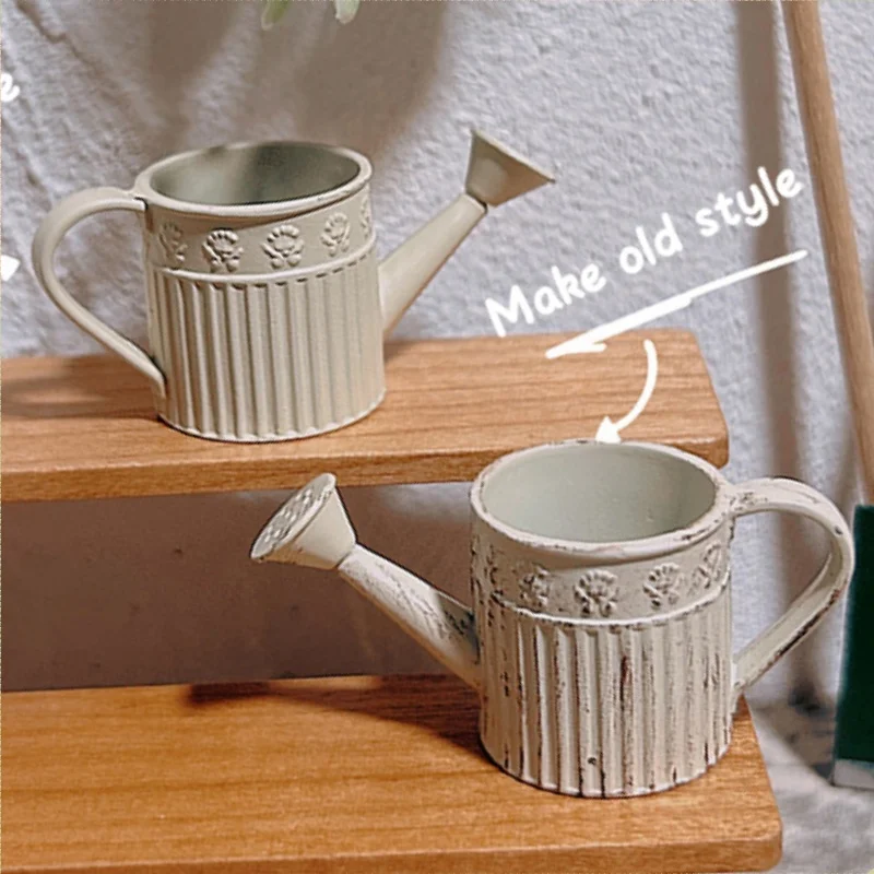 New 1:12 Dollhouse Miniature Alloy Watering Can Mini Lace-less Sprinkler Garden Scene Decor Toy Model DIY Doll House Accessories