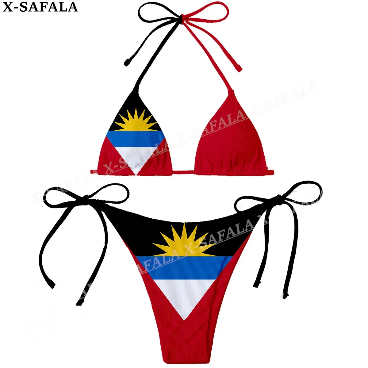 Antigua And Barbuda Flag 3D Print Women Micro Sexy Bikini Bra Set Summer Beachwear Sexy Beach Two Pieces Bathing Suits Swimwear