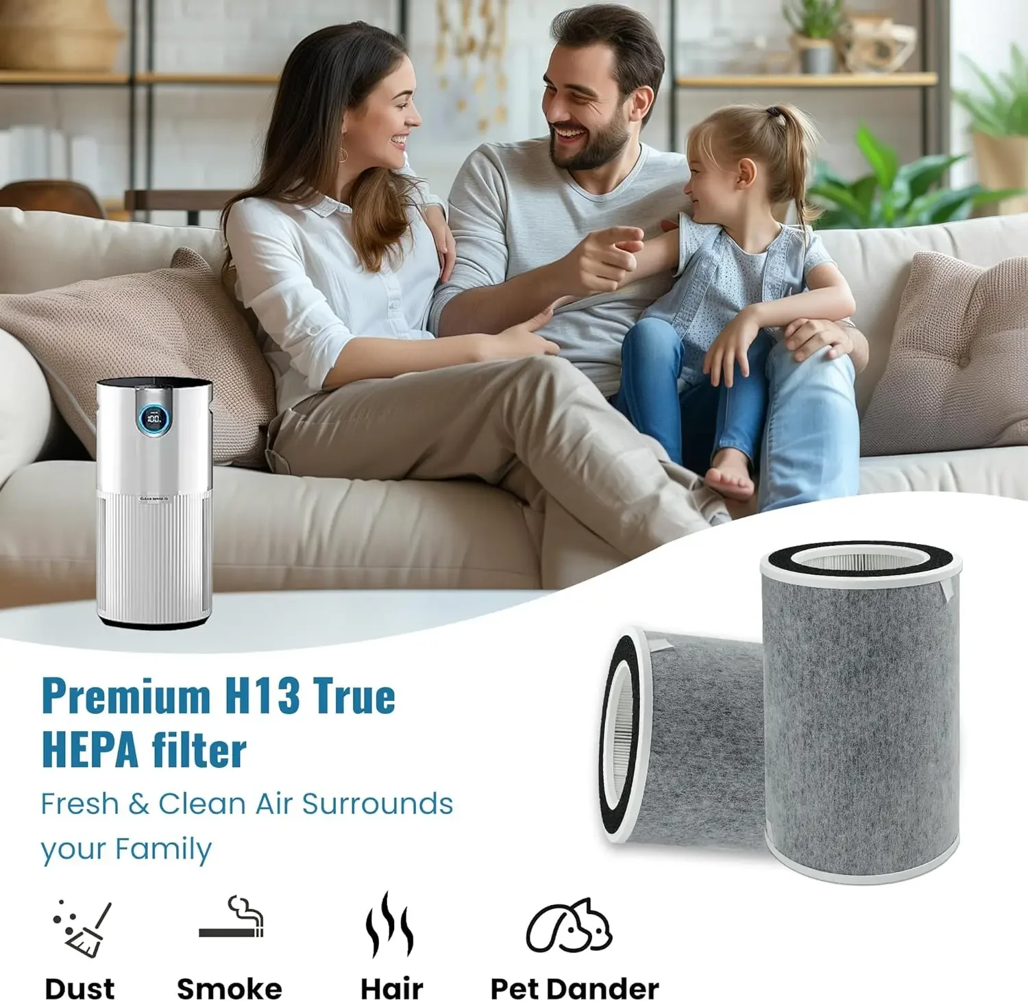 True HEPA  max Filter Compatible with Shark HP300 HP301 HP302 HP305 UA205 UA505 AP1000 Part # HE2FKBAS, HE2FKBASMB Air Purifier