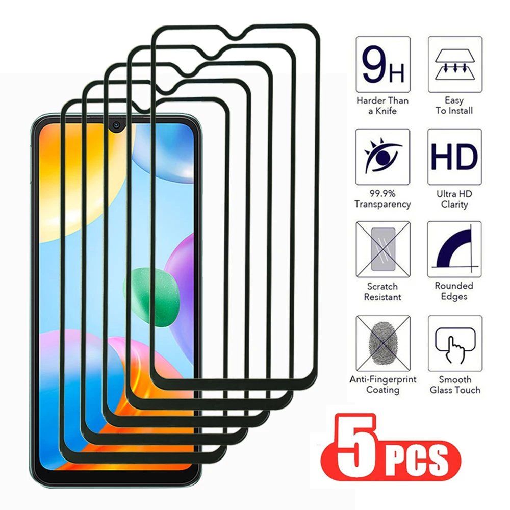 5Pcs S Full Cover creen Protector For Xiaomi Redmi Note 10 lite Pro Max 4G5G Tempered Glass For Redmi 10A 10C 10S 10T 4G 5GFilm