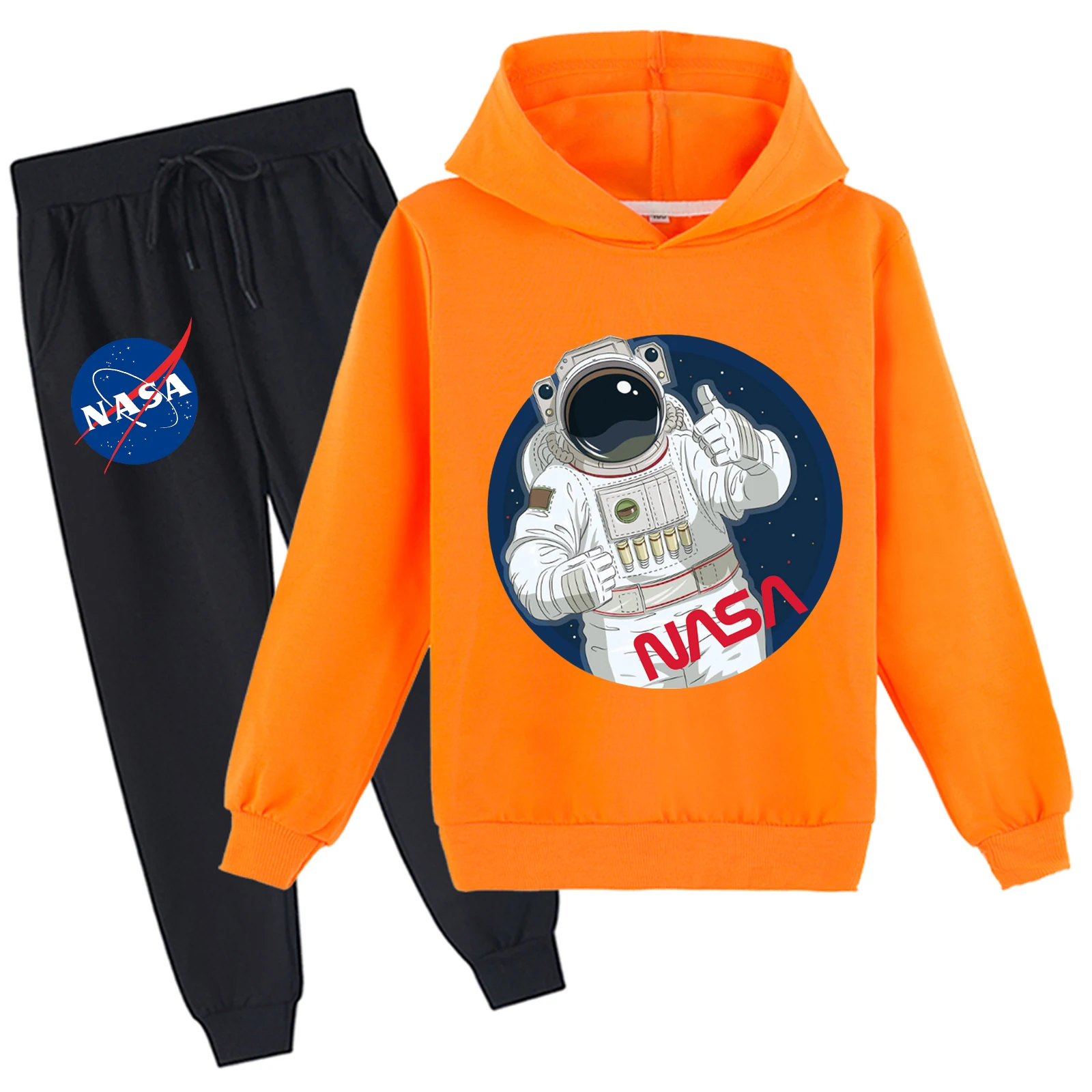 Kinderen Grafische Trui Hoodies en Joggerbroek 2 Stuks Sweatsuit Set, NASA Katoenen Zweetpak voor 2-14Y