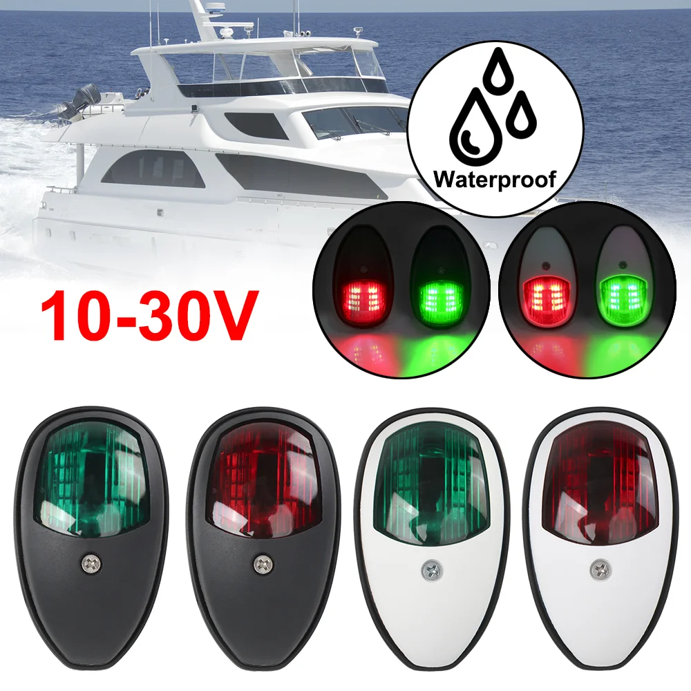 2PCS LED Navigation Light Waterproof Marine Sounding Light Navigation Light Red and Green Marine Light 10-30V