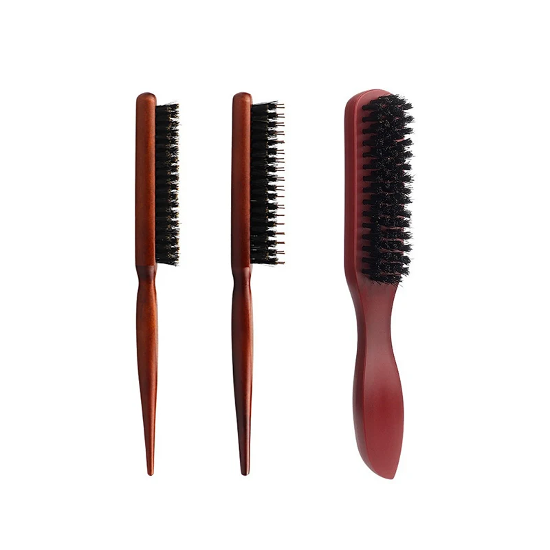 2pcs Premium Bristle Hairbrush With Wooden Handle-Reduces Frizz And Static- Scalp Massage Bristle Brush Set For All Hair Types