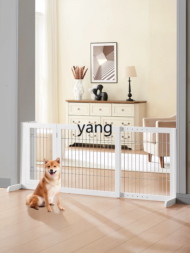 Yjq Retractable Fence Household Indoor Isolation Fence Solid Wood Punch-Free Dog Pet Fence