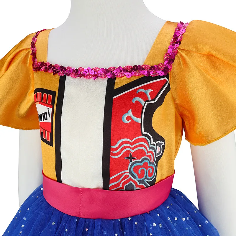 Golden Girls Gelbes Prinzessinnenkleid mit Flatterärmeln Graffiti-Muster Blaues Paillettenkleid Kinder Koreanisches Pop-Sänger Cosplay-Kostüm – Detail 4