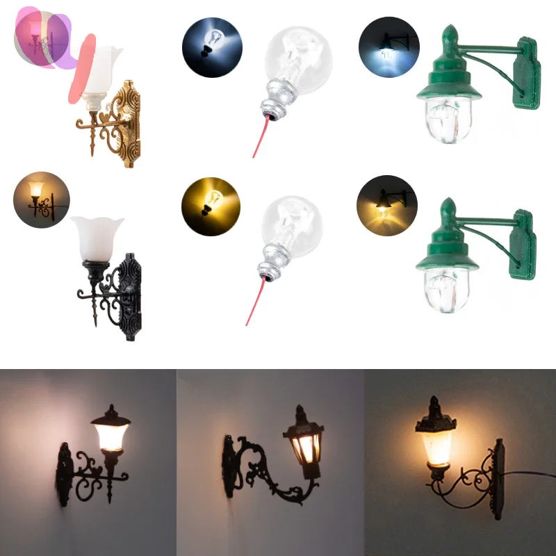 1:87 Scale Model Warm White LED Street Lamp Posts, Dollhouse Ceiling Decor; Miniature Wall Lighting