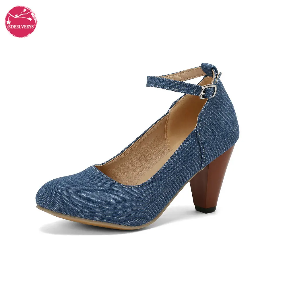 

Women Oxford Pumps Mary Jane Shoes - High Heels - Retro Vintage Shoes for Ladies Round Toe with Ankle Strap - Women Dress Pumps