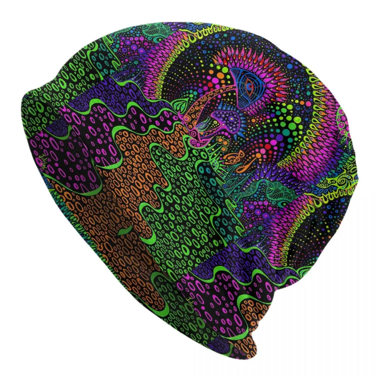 Magic Mushroom Trippy Psychedelic Neon Pastel Goth Bonnet Hat Knitted Hats Women Unisex Adult Warm Winter Skullies Beanies Caps