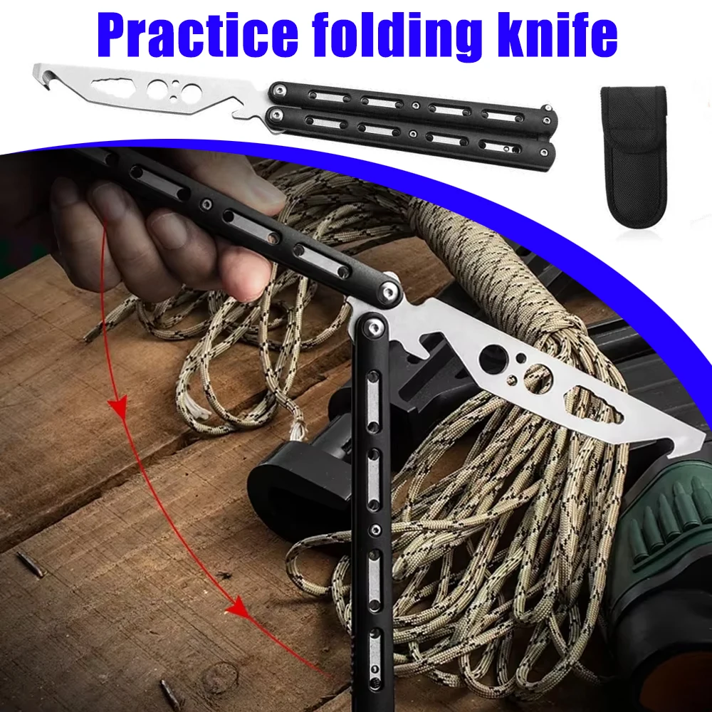 Anfänger-Balisong-Trainer, Schmetterlings-Übungsmesser, ungeschärft, sicheres Kammklingen-Umdrehspielzeug zum Erlernen von Tricks und Fähigkeiten – Detail 7