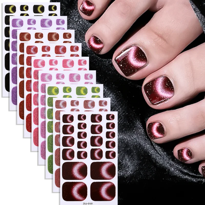 Einfarbig Glitter Zehennagel Aufkleber Klebstoff Volle Abdeckung Zehennagel Wraps Aufkleber Dekore Sommer DIY Maniküre Fuß Nagel Patch Tipps