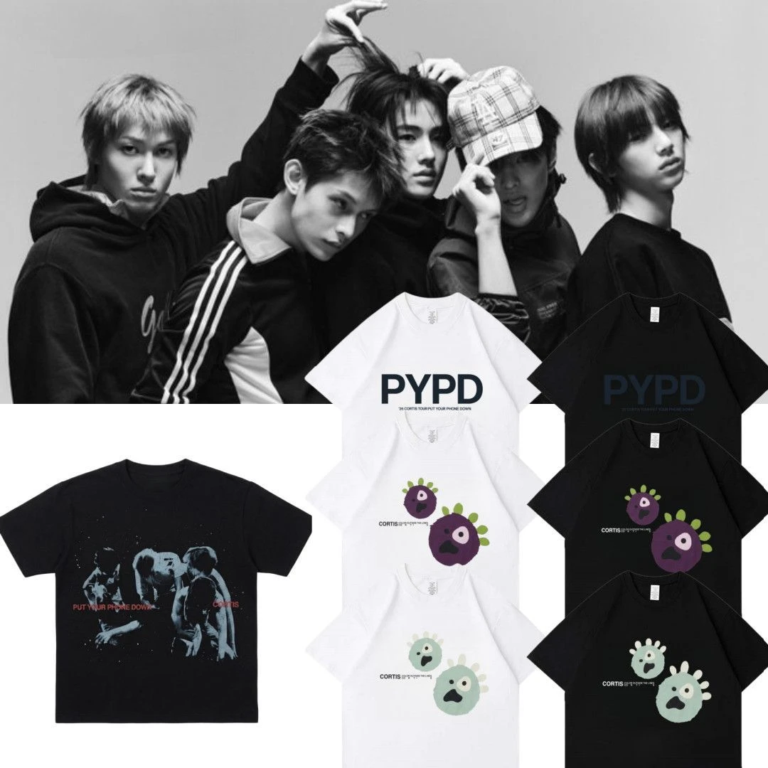Kpop CORTIS - Put Your Phone Down 2026 Tour PYPD Merch T-shirt 100% coton unisexe pour hommes et femmes, T-shirt décontracté Y2k populaire pour les fans