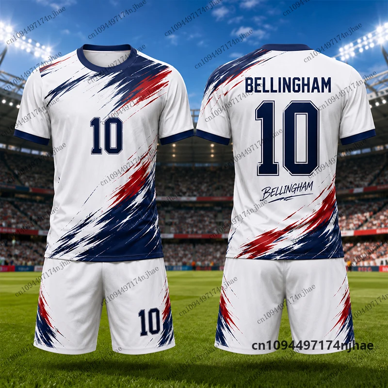 Children's Tracksuit Football Bellingham #10 Print T-shirt+Shorts Set England Fans Parent-child Suit Sports Kids/Adult Clothes