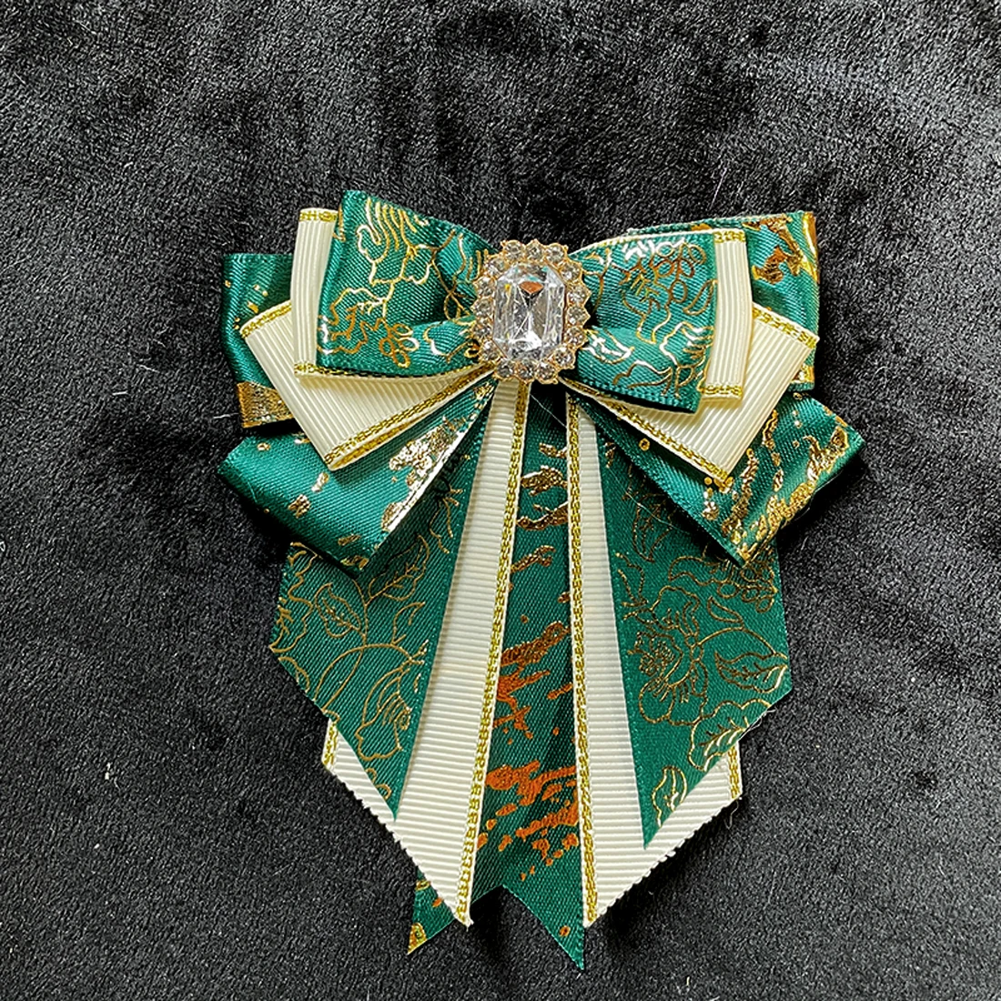 

Retro Pure Handmade Lolita Bow Cosplay Bowtie Anime Support Stick Bowkont Women's Shirt Collar Flowers Luxury Rhinestone Brooch