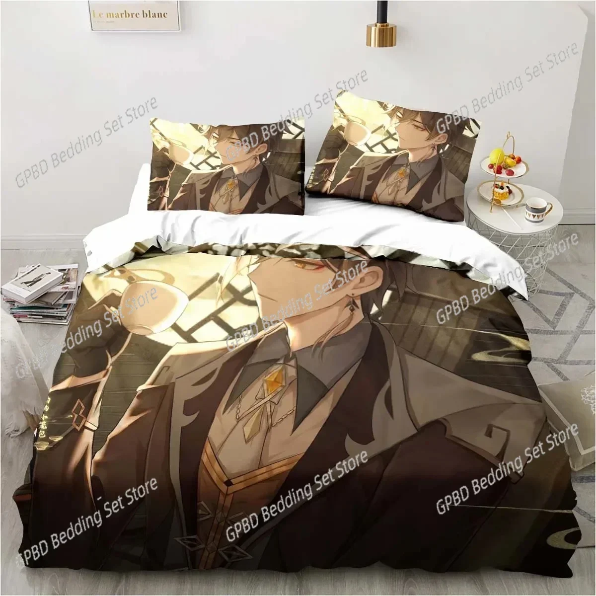 Cartoon Anime Genshin Impact Game 3D Bedding Set Duvet Cover Pillowcases Single Twin Full Queen King Size Home Decor Quilt Boys