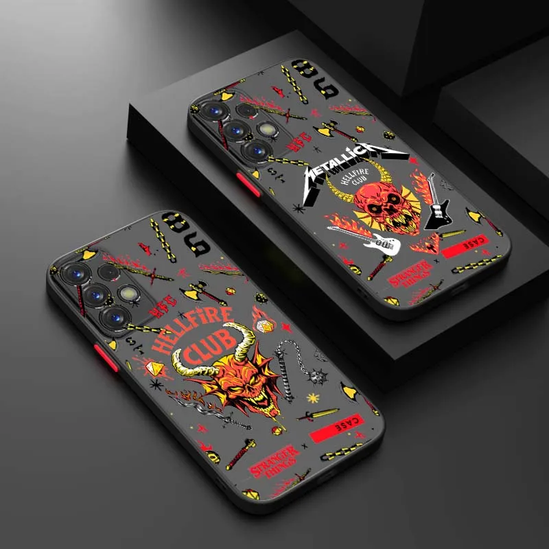 Stranger Things Red Hell Demon Phone Case For Samsung Galaxy A71 A56 A55 A54 A53 A52 A51 A17 A16 A06 Frosted Translucent Cover