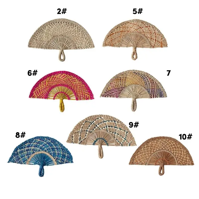 Q6PE Handwoven Straw Fan Manual Paddles Fan Handwoven Styles Handheld Fan Decoration