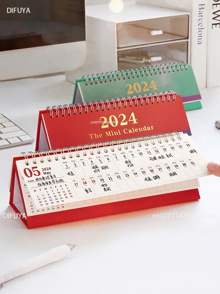 2024 Punch Calendar Simple Business Desktop Coil Mini Desk calendar Daily Plan This goal calendar month DIFUYA