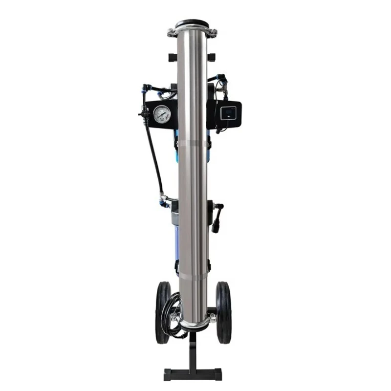 Non-electric system with deionizer DI resin, compact high-flow water purification unit for cleaning glass