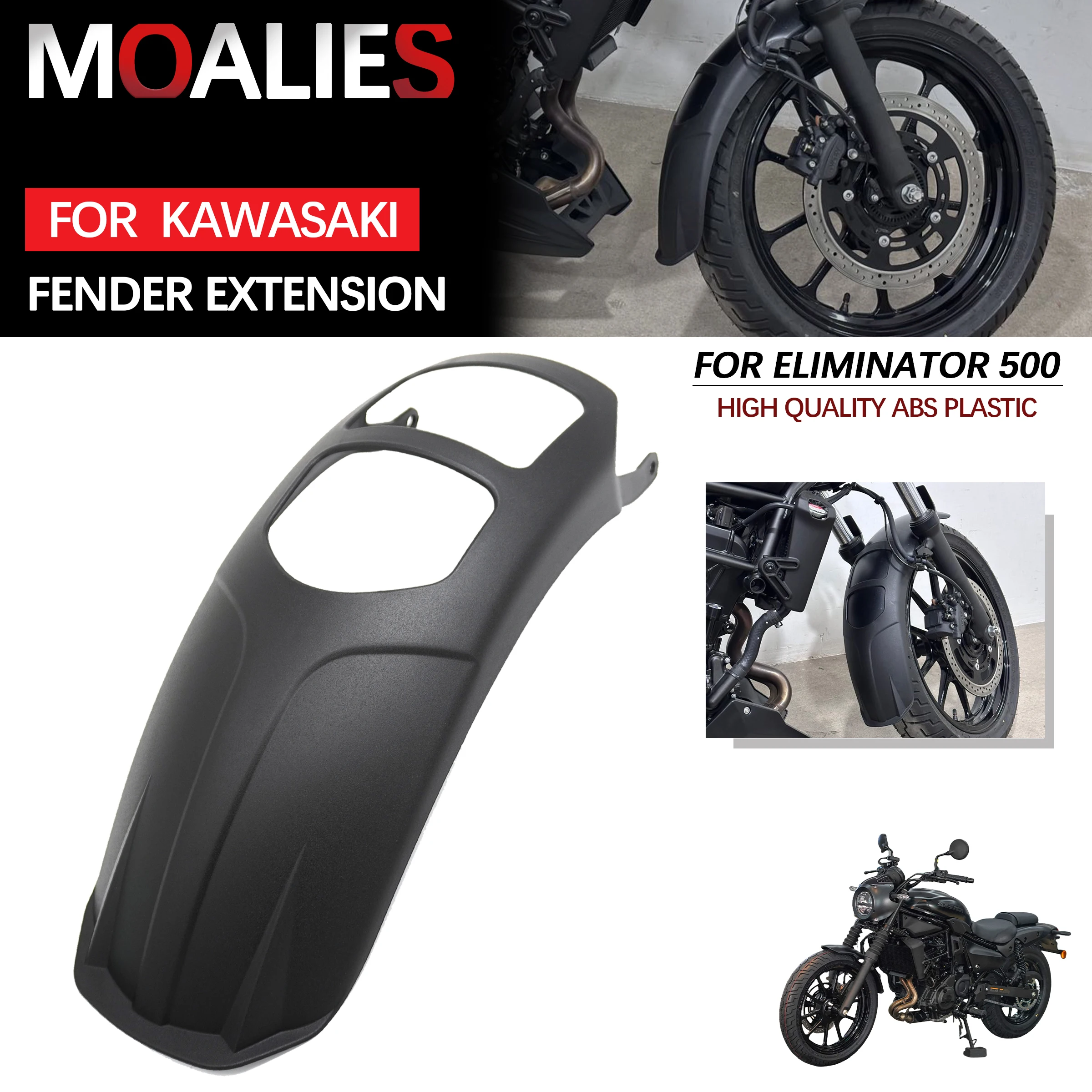 

For Kawasaki Eliminator 500 SE ABS 2024-2025 Motorcycle Front Mudguard Extension Extenda Fender Prevent Mud Splashing Black