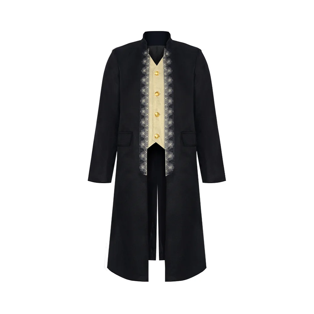 Halloween Men Steampunk Gothic Victorian Jacket Vintage Velvet Tailcoat Medieval Frock Coat Uniform Renaissance Costume Homme