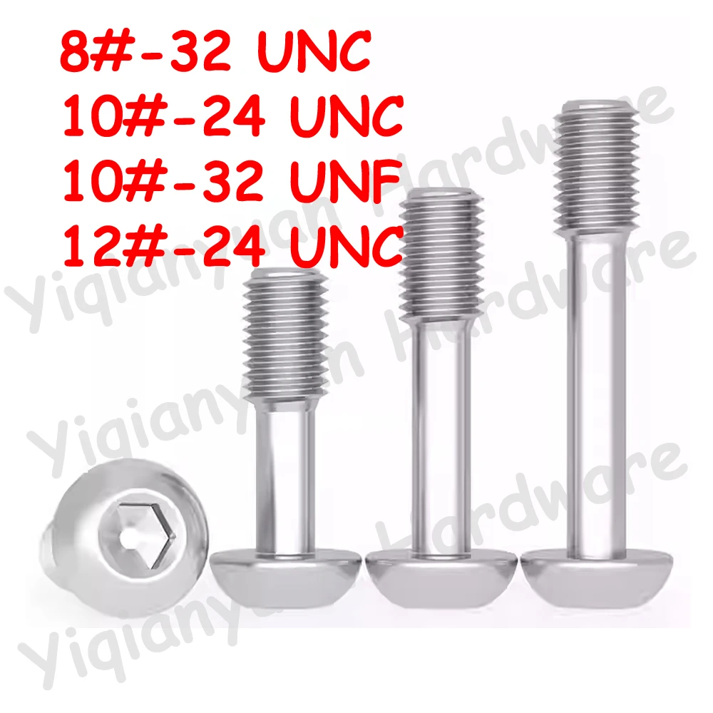 Yiqianyuan 8# 10# 12# UNC UNF Button Head Hex Socket Captive Screws ISO7380 SUS304 Stainless Steel Loose Bolts Anti-Loosening