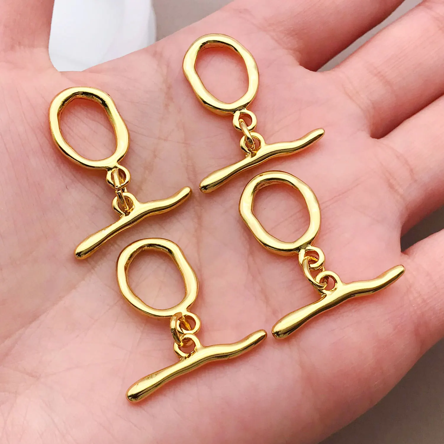 مزيج 3/5 قطع 18K مطلي بالنحاس أصلي ذهبي قوي الاحتفاظ بالألوان سطح أملس OT مشبك، إكسسوارات صنع المجوهرات بنفسك #3